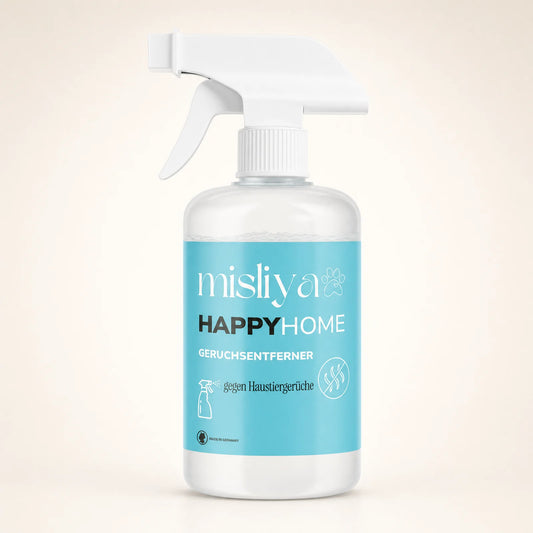 misliya Happy Home Geruchsentferner, Sprühflasche Vorderansicht